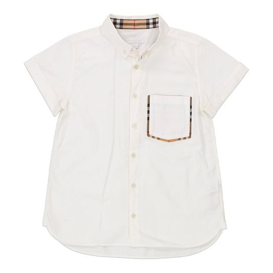 Vintage Age 12 Burberry Short Sleeve Shirt - Medium White Cotton