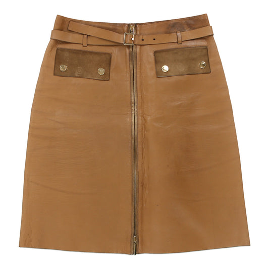 Vintage Gucci Mini Skirt - 26W UK 6 Brown Leather