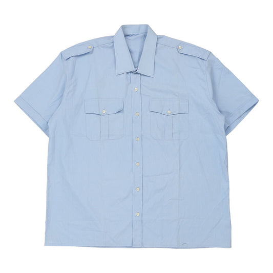 Vintage Unbranded Short Sleeve Shirt - 3XL Blue Cotton Blend