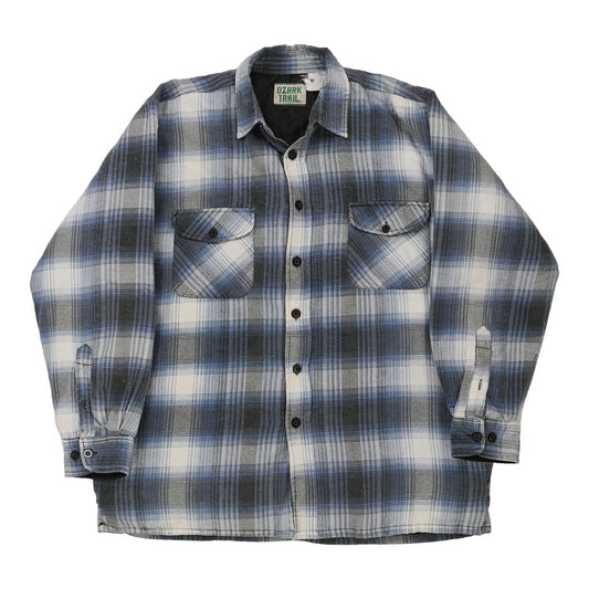 Vintage Ozark Trail Checked Overshirt - 2XL Blue Cotton Blend