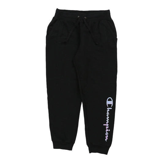 Vintage Champion Spellout Joggers - Large Black Cotton