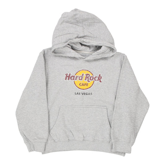 Vintage Age 11-12 Hard Rock Cafe Graphic Hoodie - Large Grey Cotton Blend