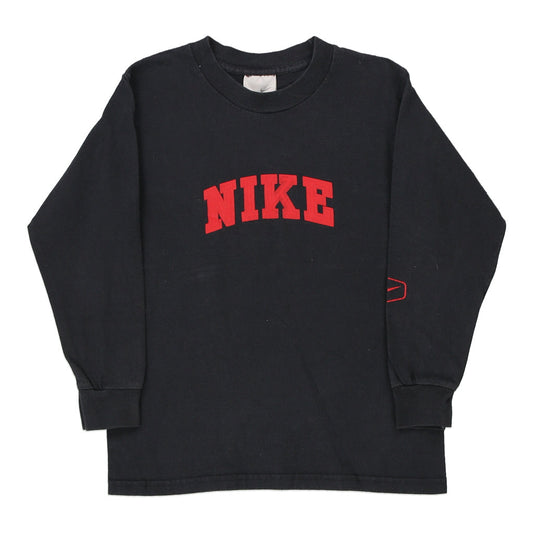 Vintage Age 10 Nike Spellout Sweatshirt - Small Black Cotton Blend