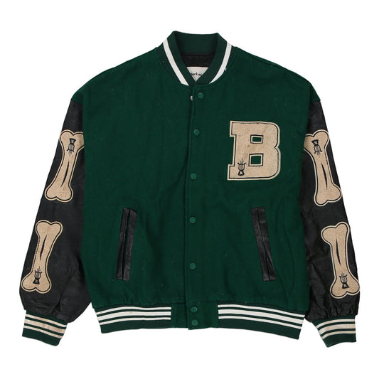 Vintage Black Air Varsity Jacket - Medium Green Wool Blend