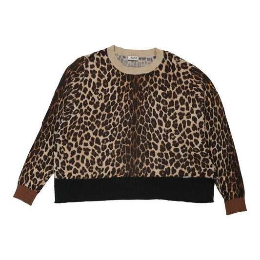 Vintage Liu Jo Animal print Long Sleeve Top - XS Brown Polyester Blend