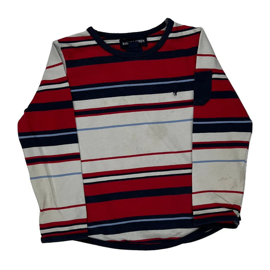 Vintage Age 3 Ralph Lauren Striped Long Sleeve T-Shirt - XS Blue Cotton