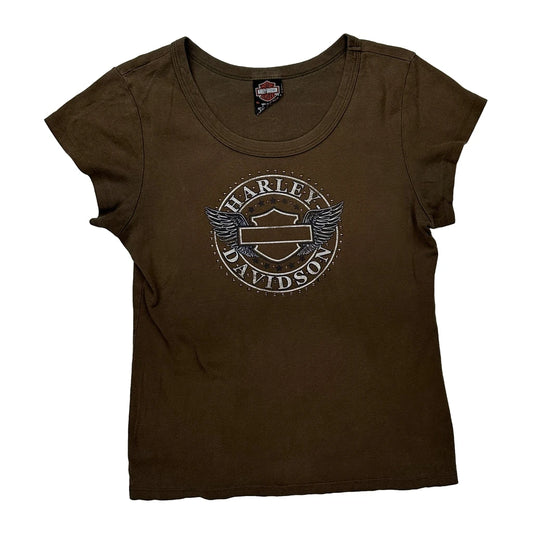 Harley Davidson Graphic T-Shirt - XL Brown Cotton