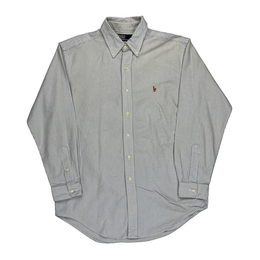 Vintage Polo By Ralph Lauren Striped Shirt - Large Blue Cotton