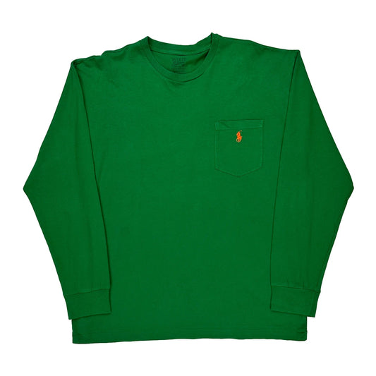Polo By Ralph Lauren Long Sleeve T-Shirt - Medium Green Cotton
