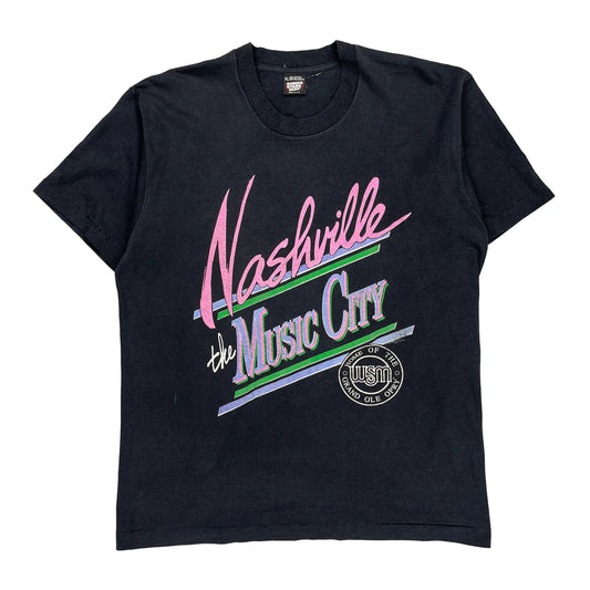 Nashville The Music City Screen Stars Single Stitch T-Shirt - XL Black Cotton Blend
