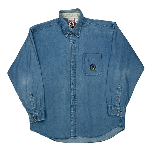 Mickey Inc Cartoon Denim Shirt - Large Blue Cotton