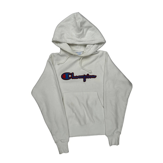 Reverse Weave Champion Spellout Hoodie - XS White Cotton